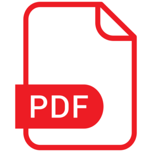 Red icon representing a PDF file, featuring a stylized folded corner at the top right.